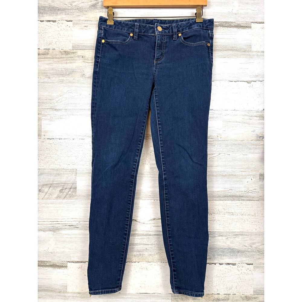 Tory Burch Womens 28 Blue Denim Cropped Slim Jeans Zip Ankle Designer